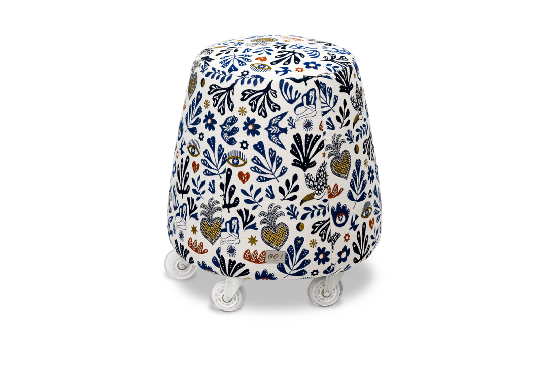 Tabouret ergonomique - Tissu peace bleu