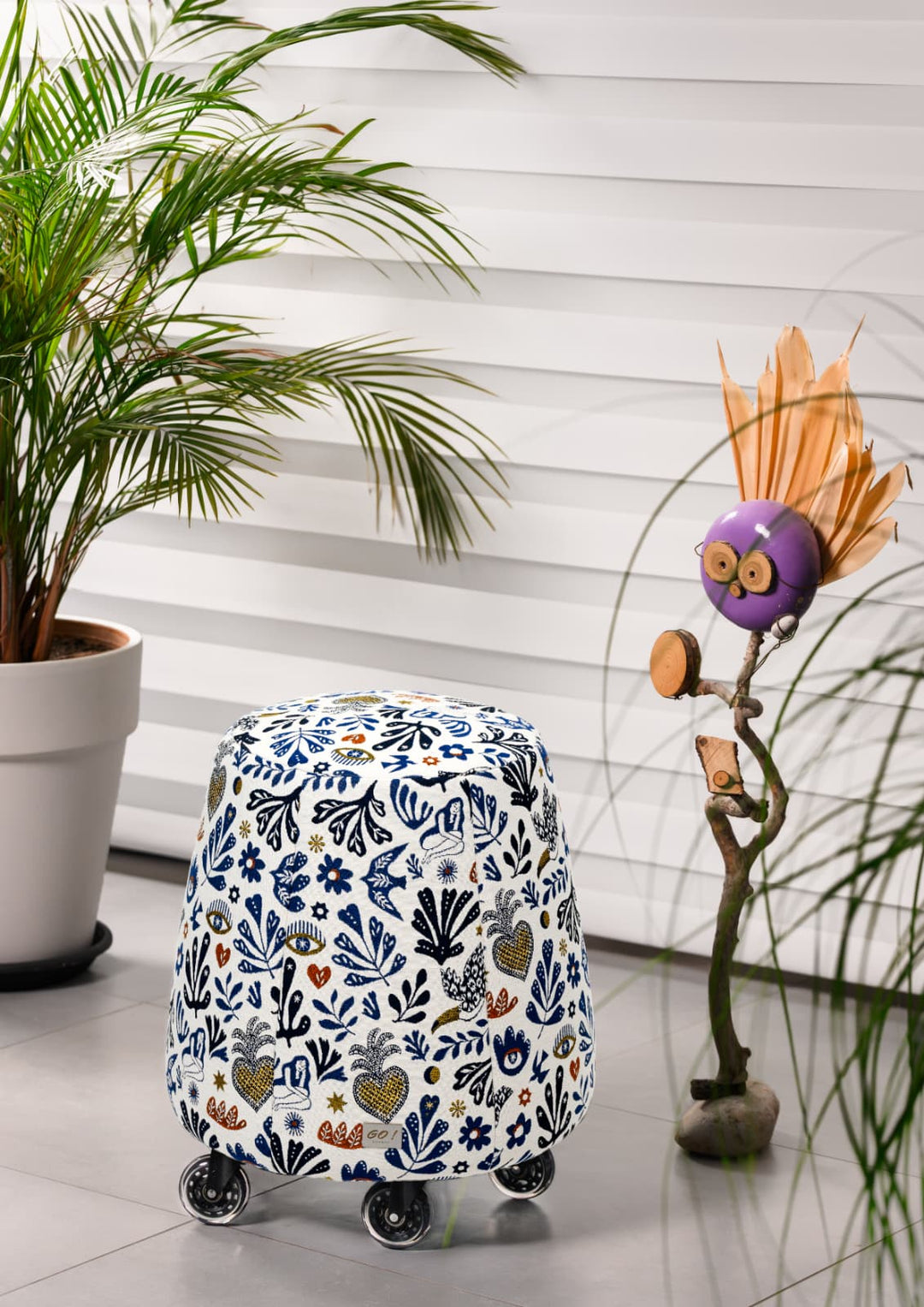 Tabouret ergonomique - Tissu peace bleu