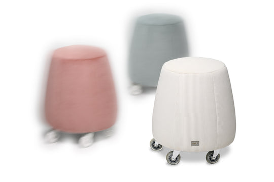 Tabouret ergonomique en velours - Blanc cassé