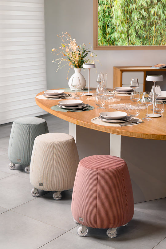 Tabouret ergonomique en velours - Blanc cassé