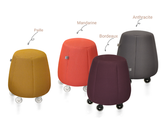 Tabouret ergonomique en résille épaisse - Mandarine