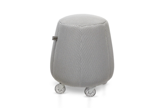 Tabouret ergonomique en résille épaisse - Blanc sur fond noir