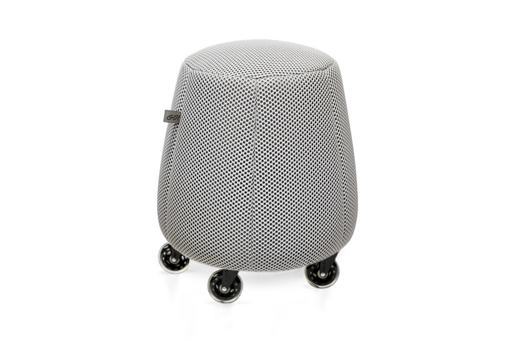 Tabouret ergonomique en résille épaisse - Blanc sur fond noir