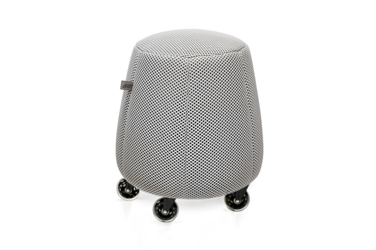Tabouret ergonomique en résille épaisse - Blanc sur fond noir